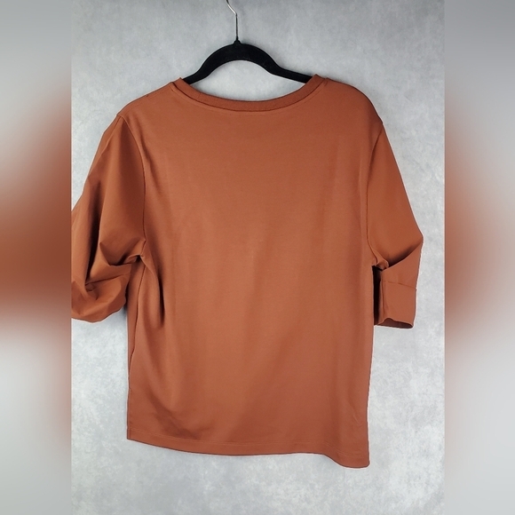 Athleta Hybrid Harlow Cotton Chocolate‎ Brown Short Sleeve Women's Tee Size SP - Picture 10 of 10
